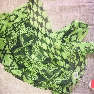 PASHMA ARTE GREEN/BLK CASHMERE/SILK 6’ PASHMINA